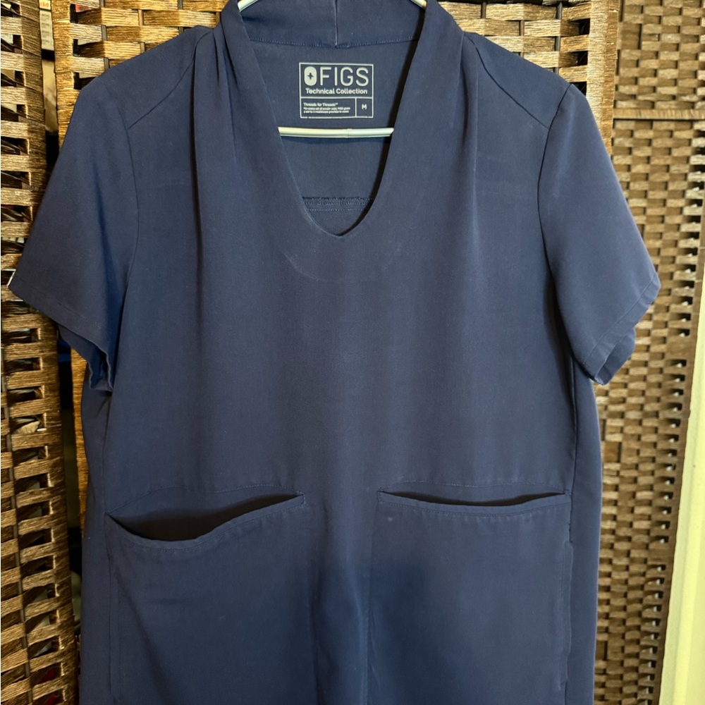 Figs Navy Blue Scrub Top